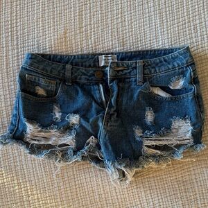 Ripped Blue Jean Shorts
